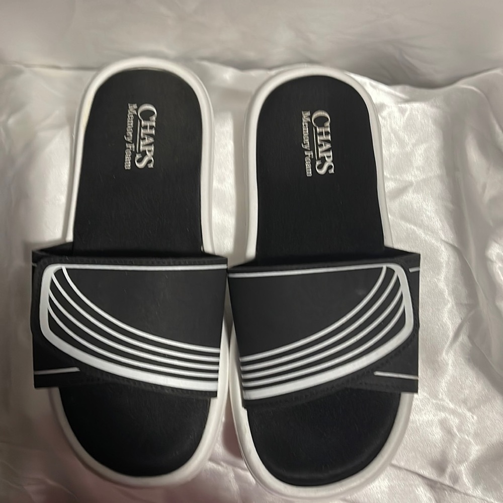 Chaps Black and White Men's Slide Sandals